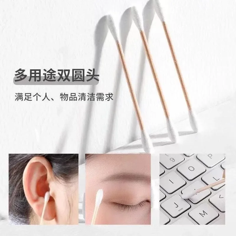 Wholesale 300/500/1000pcs Double Head Cotton Swab Women Makeup Cotton Buds Tip  Wood Sticks Nose Ears Cleaning Health Care Tools