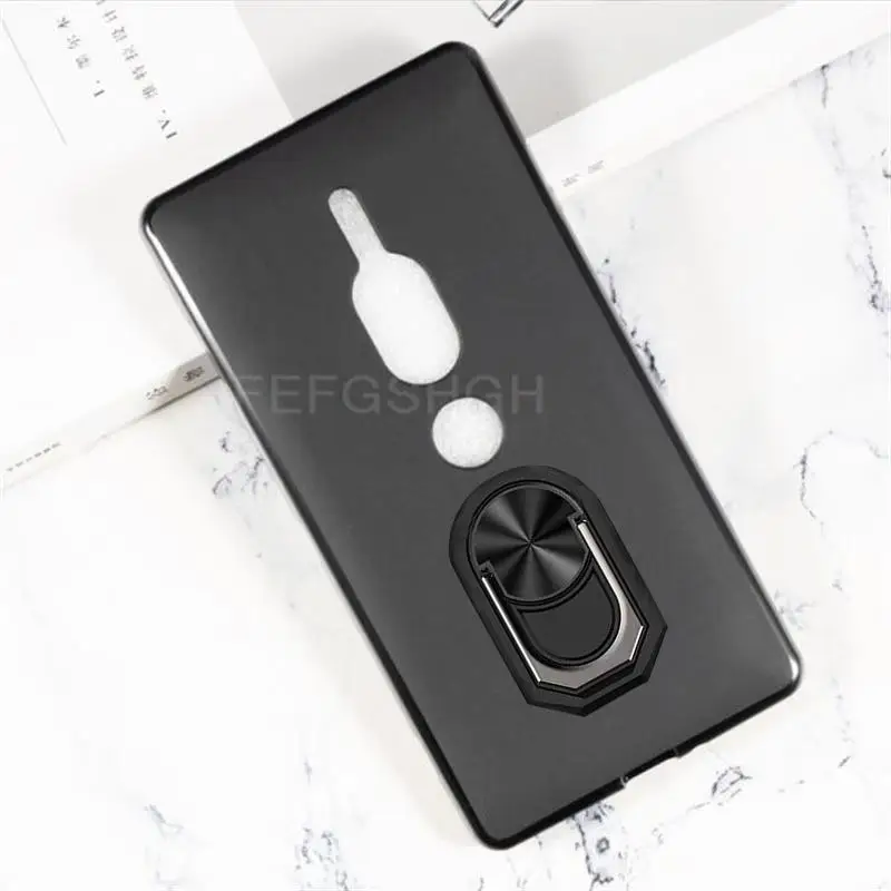 For Sony Xperia XZ2 Premium H8166, H8116, SOV38 Back Finger Ring Soft TPU Silicone Case For Sony Xperia XZ2 Premium Phone Cover