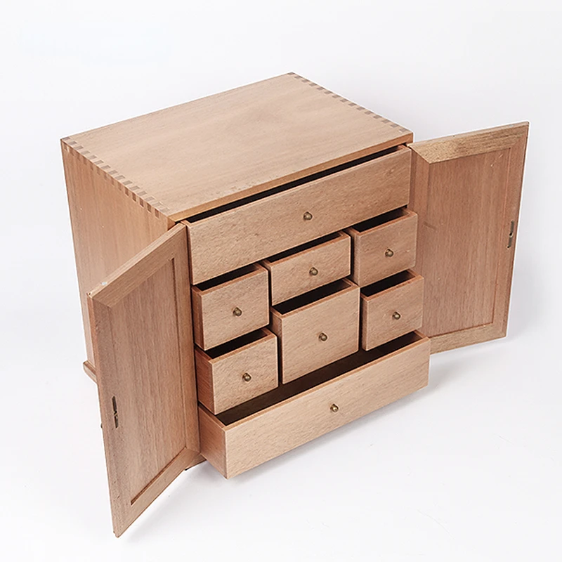 

Wooden medicine cabinet with eight drawers, household, medicine wooden jewelry storage box