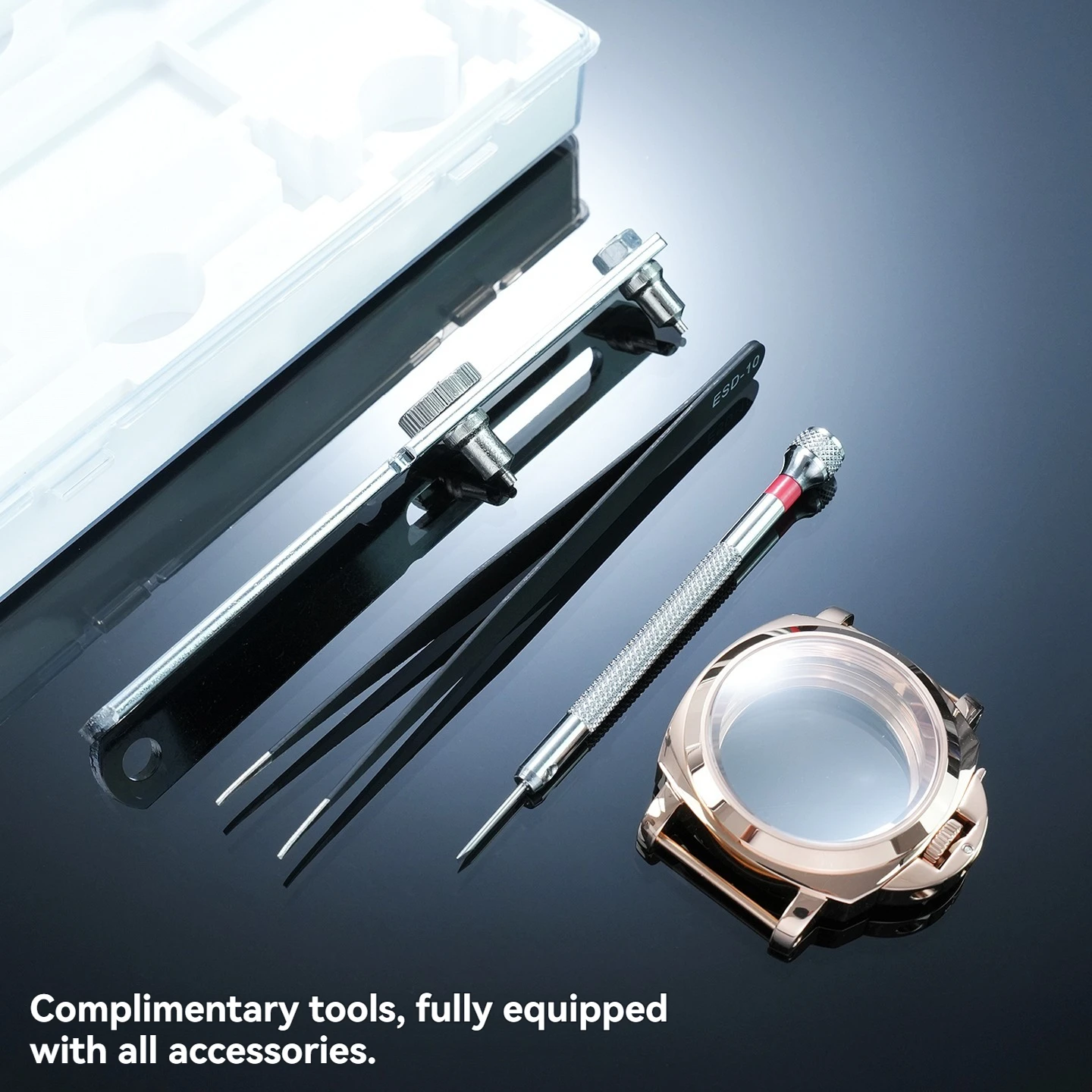 40mm Stainless Steel Custom Case for NH35/NH36 Movements—Installation Kit for Polished and Satin-Finish Stainless Steel Cases
