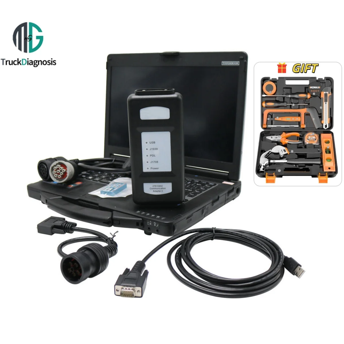 

For Perkins Excavator Truck Boat 2021B 27610401 Communication Adapter 3 EST Tester Diagnostic Tool Scanner with Laptop