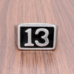 Motorcycle Series European and American Personalized Retro Lucky Numbers 13 Men's Stainless Steel Rings Sizes 7-16