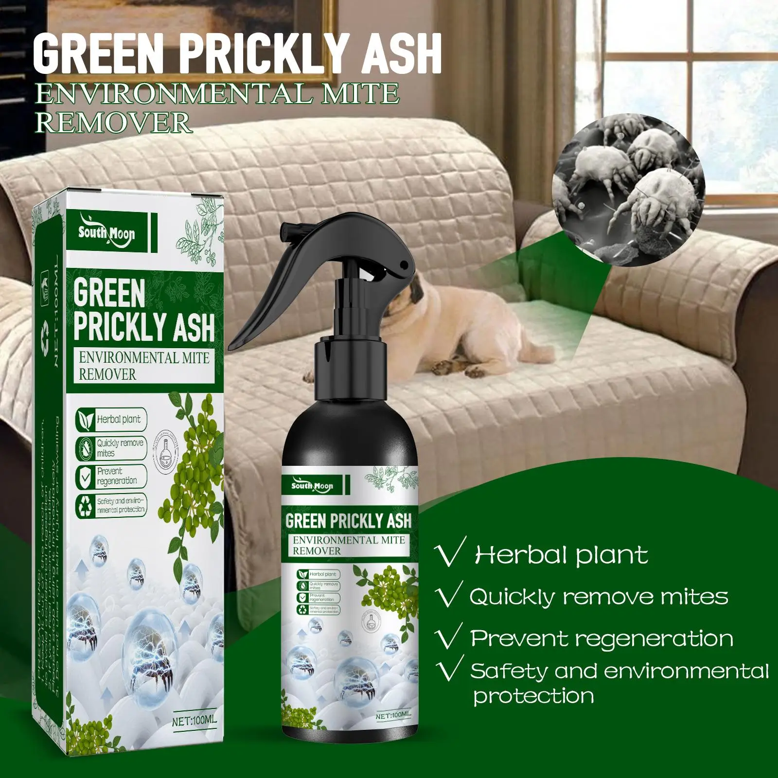 Mite Spray Natural Bed Bug and Dust Mite Spray for Furniture Carpet