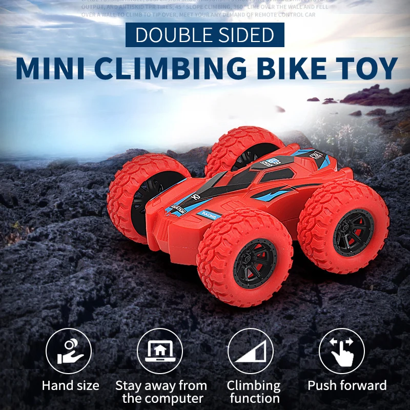 Mini Double-side Inertial Car Stunt 360° Flip Childs Puzzle Toy Car Indoor Outdoor Power Climbing Car Anti-fall Off-road Vehicl