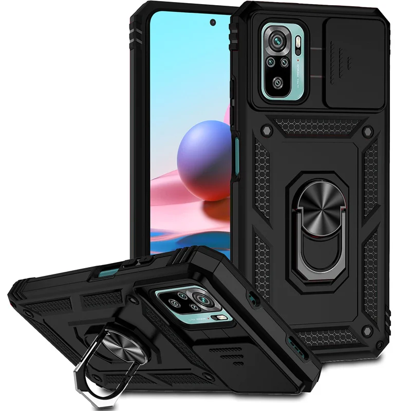 Voor Xiaomi Redmi Note 10 10 S 4G Case Schuif Lensbescherming Pantser Tpu Schokbestendige Coque Voor Redmi Note 10 Pro Max Note10 S Achterkant