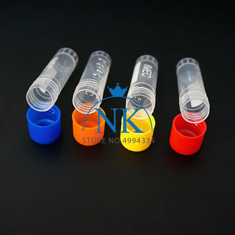 24Pcs 50Pcs 1.8ml(2ml) Plastic Freezing Tube With Color Thread Cap ,Cryovial Preservative Tube Sample Bottles With Scale