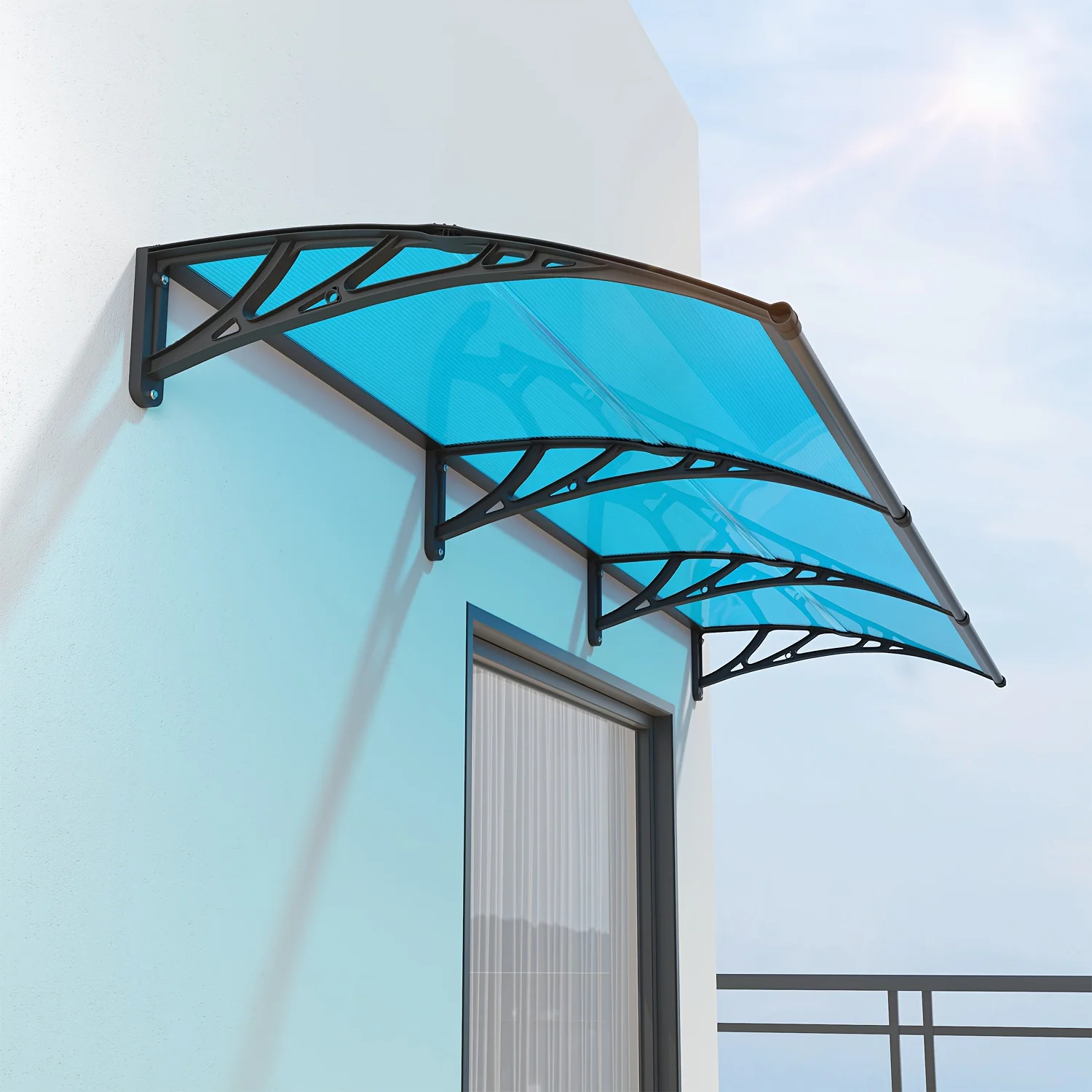 Heavy-duty Polycarbonate Window and Porch Awnings - UPF 50+, All-weather Leak-proof Outdoor Sunshade with Panel and ABS