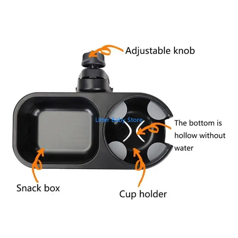 

N80C 2-in-1 Pram Bottle Holders Screw Clamp Snacks Holder Rack for Trolley Strollers