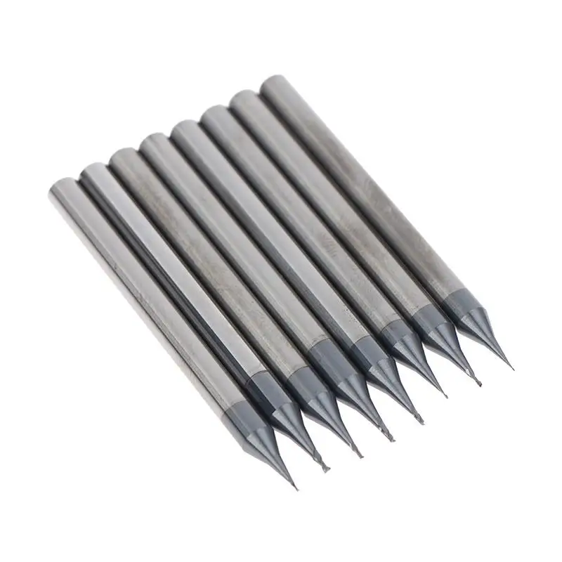 1Pcs Micro Carbide Flat End Mill 4mm Shank Milling Cutter CNC Engraving Bit 0.2-0.9mm Metal Shank Cutting Tools