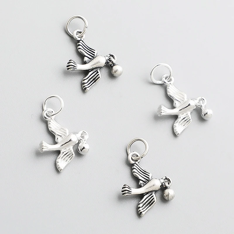 1pc 925 Sterling Silver Peace Pigeon Jewelry Charms 15.5x12.5mm Necklace Bracelets Bird Silver Pendants DIY Jewelry Accessories