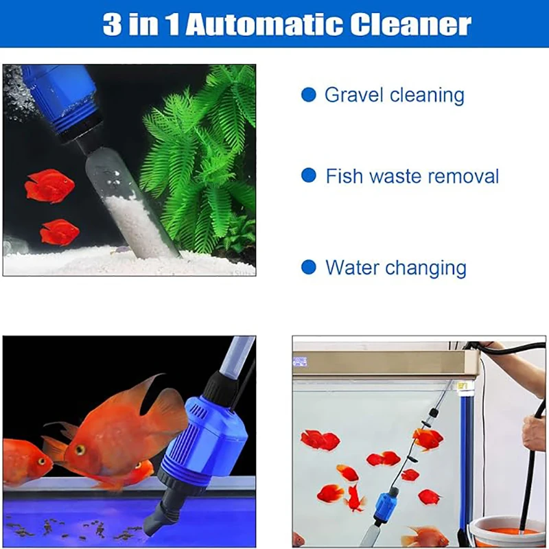 

16W/20W Electric Aquarium Water Changer Aquarium Gravel Cleaner Siphon Filter Fish Tank Automatic Feces Suction Cleaning Tools