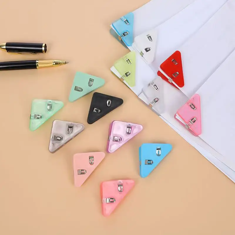 1000Pcs/Lot Paper Clip Triangle Corner Clips Kawaii Page Holder File Index Photo Clamp Korean Stationery Office Desk Organizer
