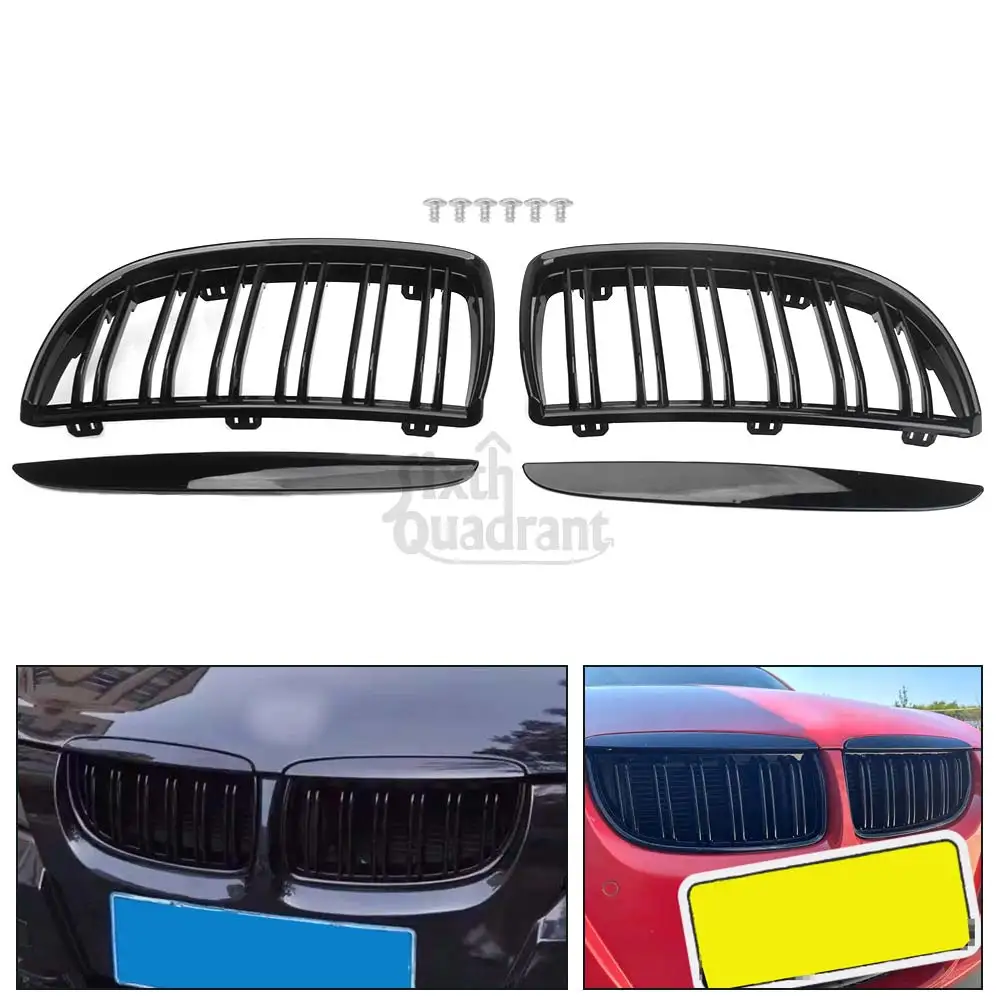 

Глянцевая черная передняя решетка радиатора с двойной планкой для BMW 3-Series E90 E91 2005-2008 гг.