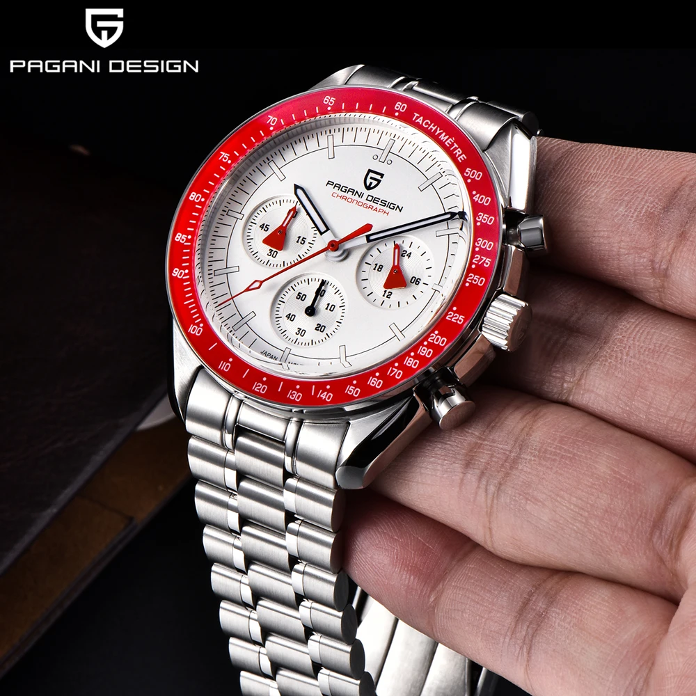 PAGANI تصميم جديد ساعة رجالي الكرونومتر الياقوت مرآة الأحمر ساعة كوارتز للرجال مقاوم للماء مضيئة Relogio Masculino 2025 #3