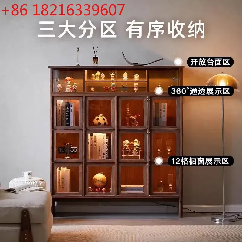 YAO Flip Wine Rack Display Cabinet Solid Wood Retro Wine Storage Figure Shelf Living Room Simple Storage Cabinet