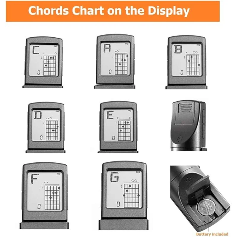 Pocket Guitar Chord Practice Tool, Portable Guitar Neck for Trainer Beginner w/a Rotatable Chords Chart Screen