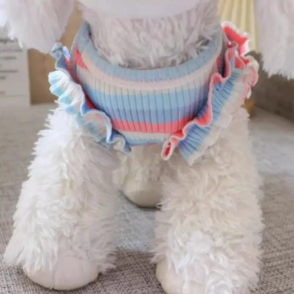 

Cartoon Soft Dog Striped T Shirt Comfortable Polyester Puppy Clothes Cute Exquisite Pet Dog Dress Summer