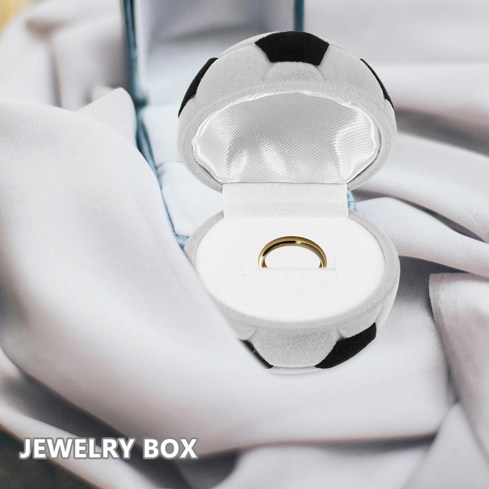 

2pcs Football Shaped Ring Box Flocking Jewelry Case Small Travel Organizer Lightweight Easy Open Daily Use Engagement Wedding