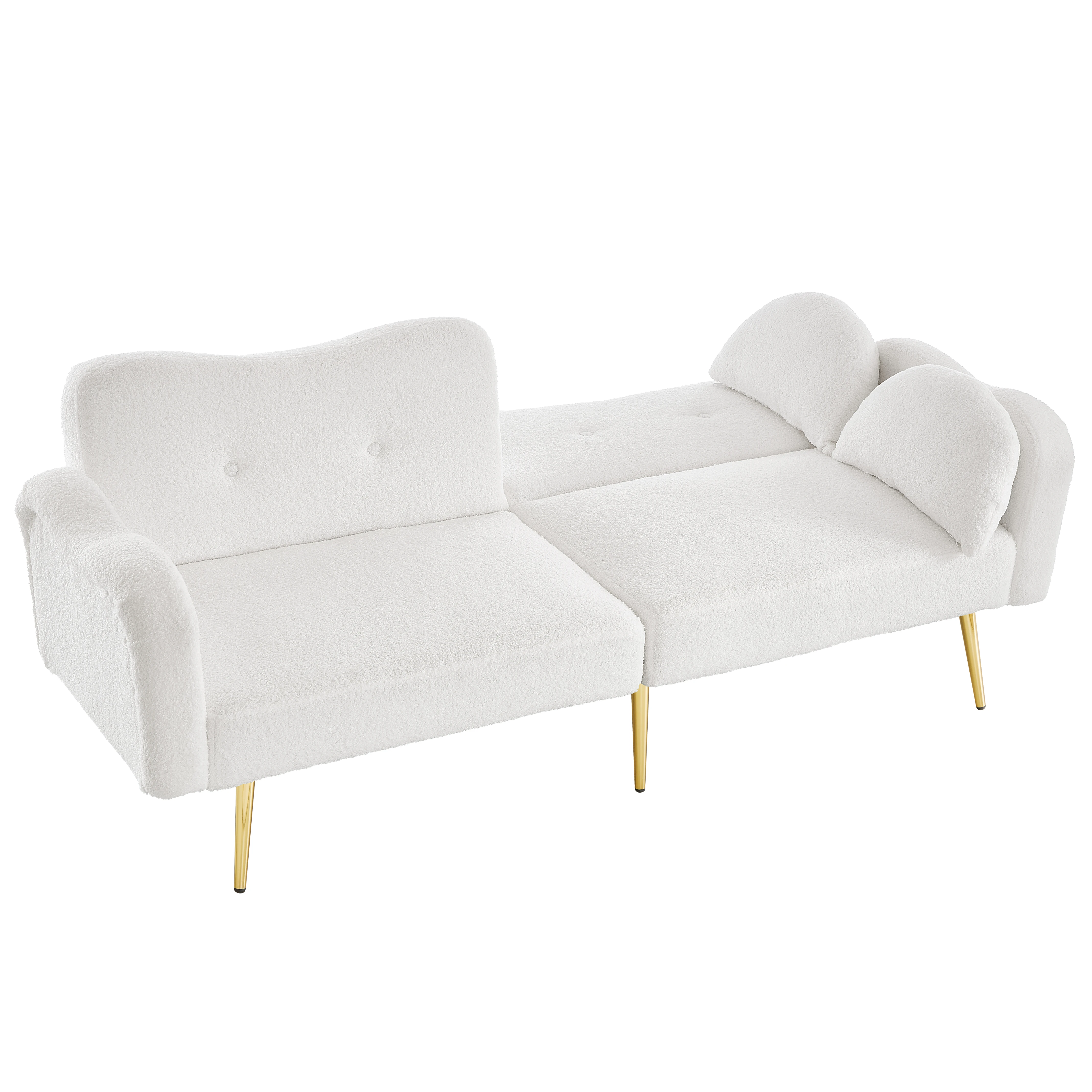 KOMHTOM Zweisitzer Sofabett Multifunktionales 2 In 1 Moebelstueck Mit Verstellbarer Rueckenlehne Vergoldeten Metallfuesen – Detail 12