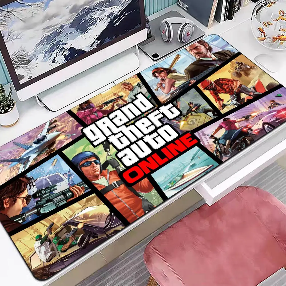 لوحة ماوس أوتوماتيكية من Game GTA Grand Theft مقاسات متعددة كبيرة مربعة للكمبيوتر المكتبي، مفارش طاولة ألعاب مطاطية مضادة للانزلاق #1