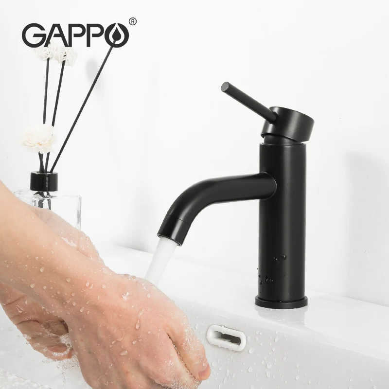 

Gappo Matte Black Basin Faucet Deck Mounted Single Handle Bathroom Bathtub Taps Cold and Hot Water Mixers Crane Y100003-1-US