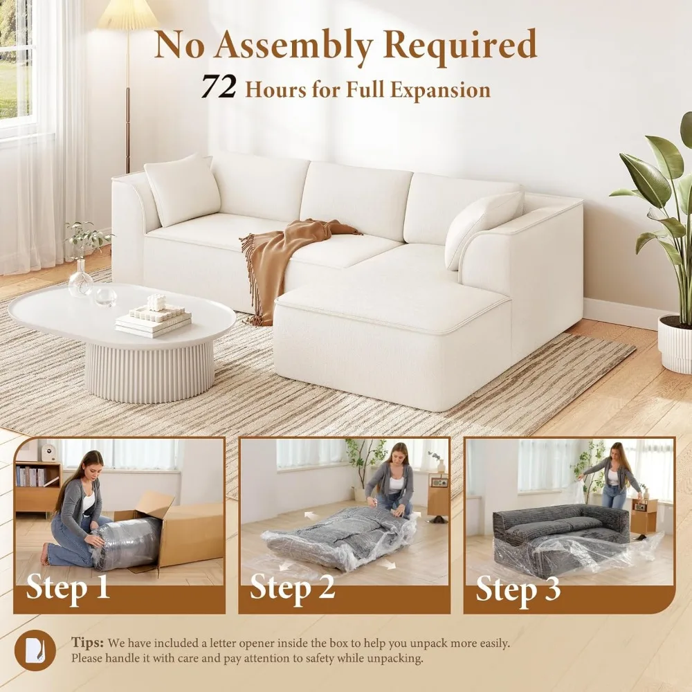 أريكة مقطعية مستوحاة من السحابة من Vesgantti 106 مع كرسي، تصميم وحدات للجلوس العميق، قماش شانيل مع وسائد من إسفنج الذاكرة، #4