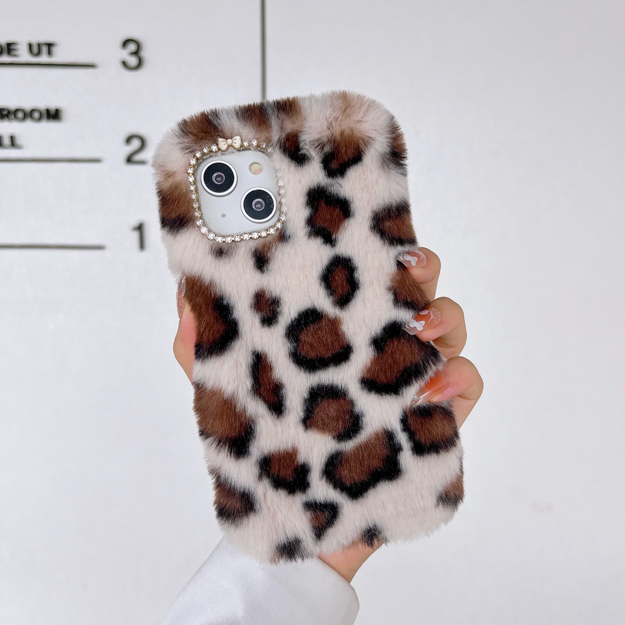 Fashion Leopard Tiger Telefoon Case Voor Iphone 14 13 Pro Max 12 Mini 11 Pro Max Xs Xr 7 8 plus Se Zachte Vacht Fluffy Warm Pluche Cover