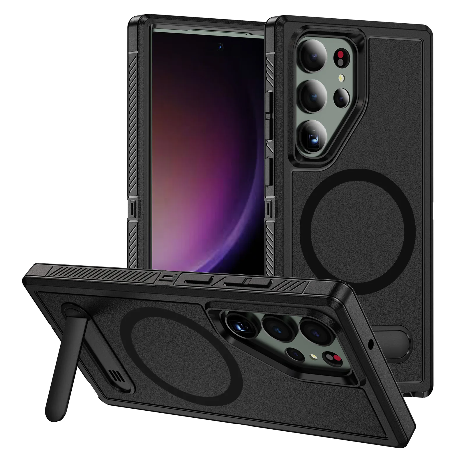 

For Samsung S25/S25 Plus/S25 Ultra Magnetic Case with Adjustable Kickstand, Military Drop Tested, Translucent Matte Shockproof