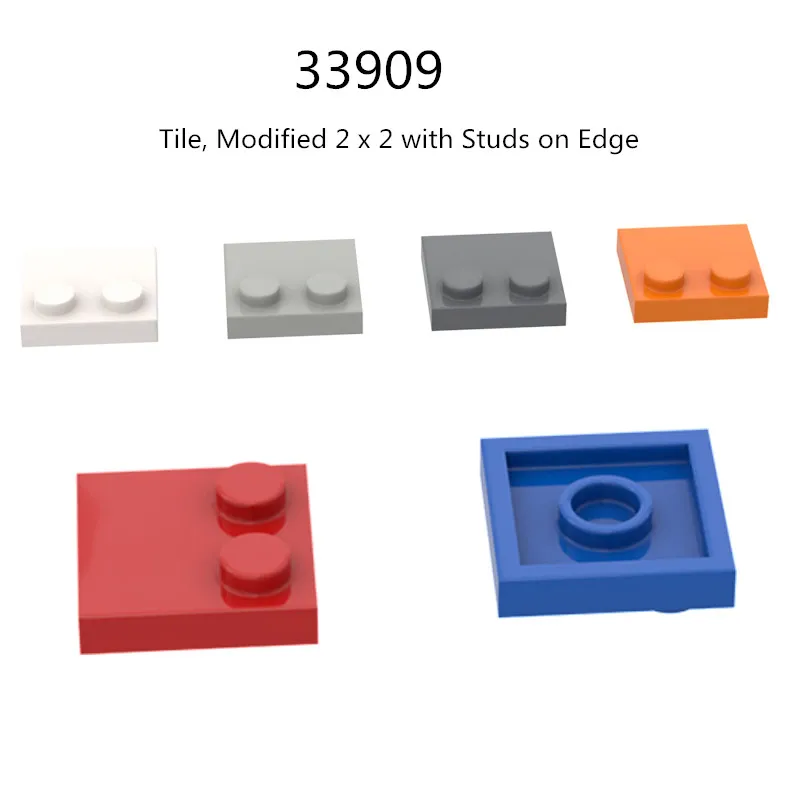 1 Pcs Buildings Blocks 33909 Tile Modified 2 x 2 with Studs on Edge Collections Bulk Modular GBC Toy For High-Tech MOC Set