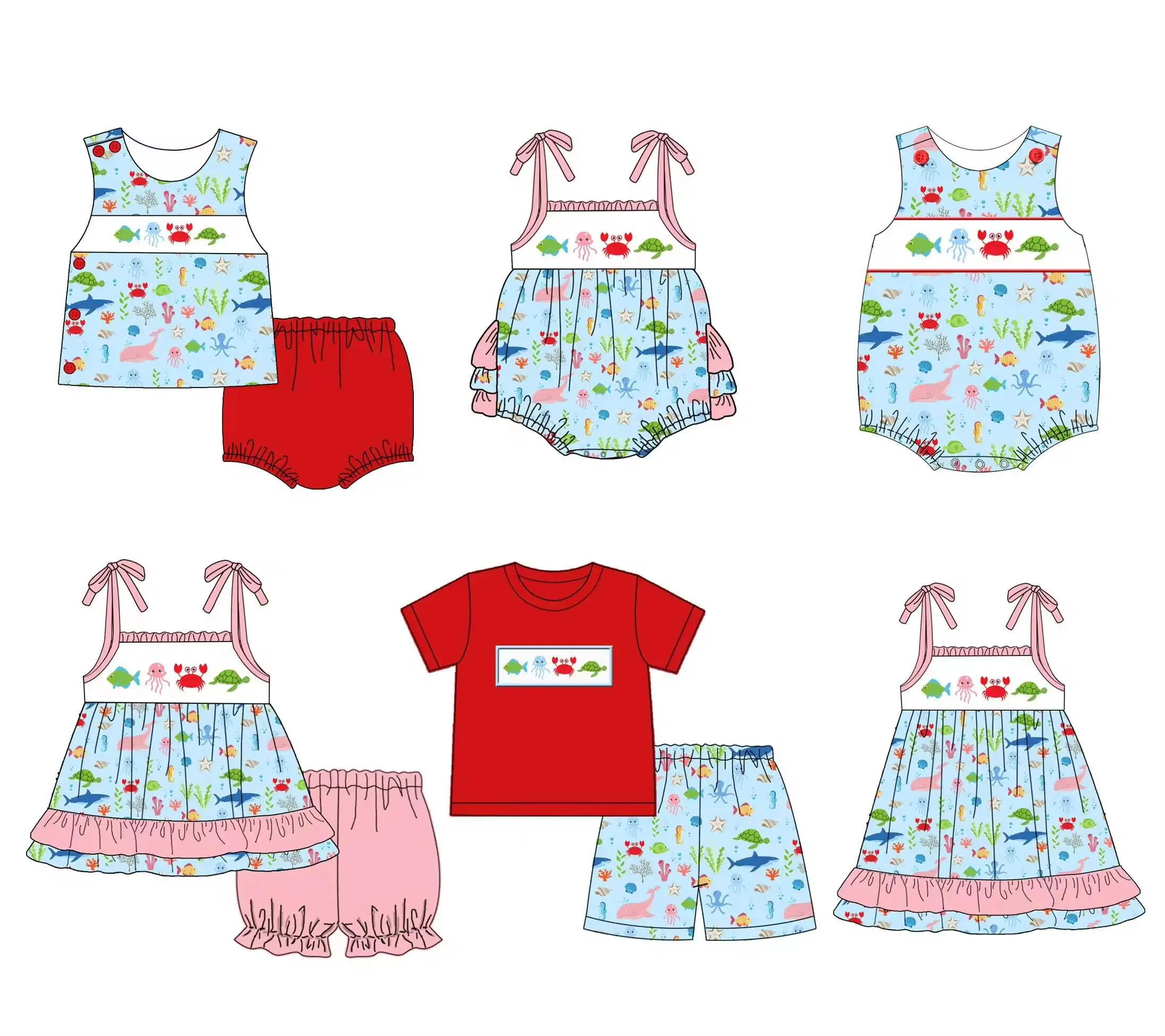 New Independence Day boutique children set pearl star bow flag print shorts lace girl boy plaid shorts set baby romper and dress