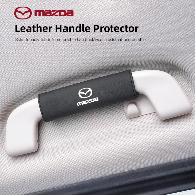 Car Roof Pull Handle Protective Cover Leather Door Handles Case For Mazda 2 3 6 5 Atenza CX3 CX5 MX5 CX7 Axela CX30 CX90 CX60 CX