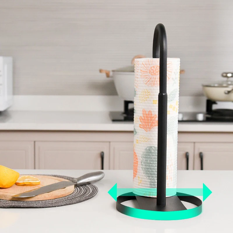 Kitchen Paper Holder Countertop Roll Tissue Rack Table Storage Organizer Black Free Scaling Napkin Shelves Kitchen Accessories