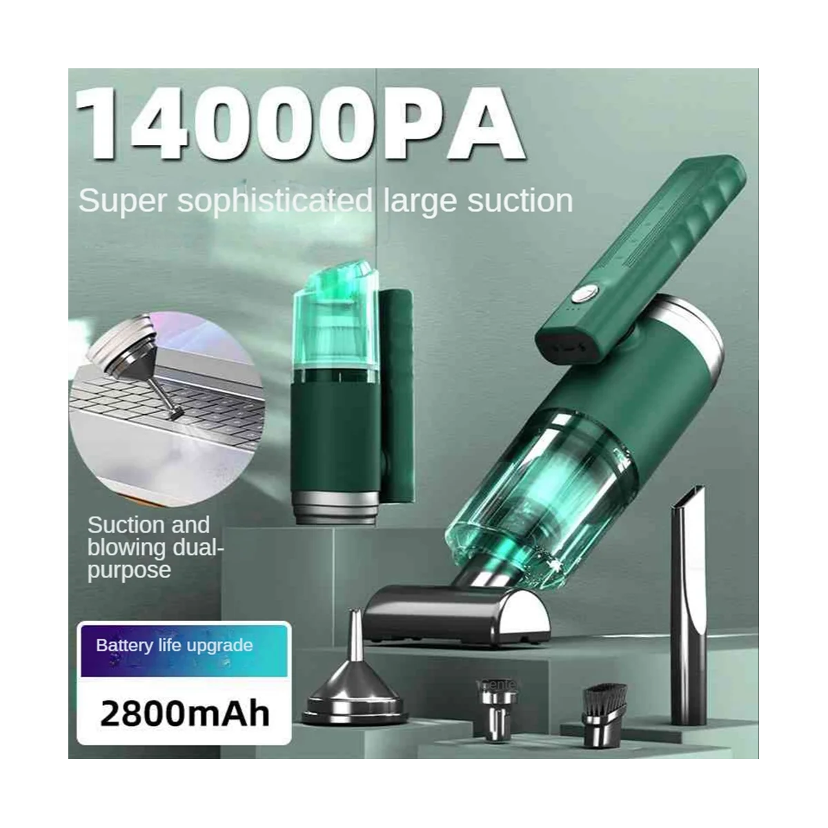 14000PA Mini Car Vacuum Cleaner Cordless Handheld Vacuum Cleaner Household Folding Portable Vacuum for Car Office