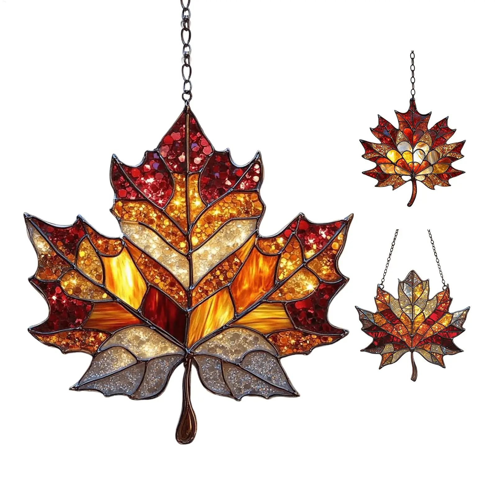 2D Herbst Ahorn Blätter Licht Fänger Für Fenster Acryl Anhänger Sun Catcher Ästhetische Wand Handwerk Anhänger Für Garten Schlafzimmer