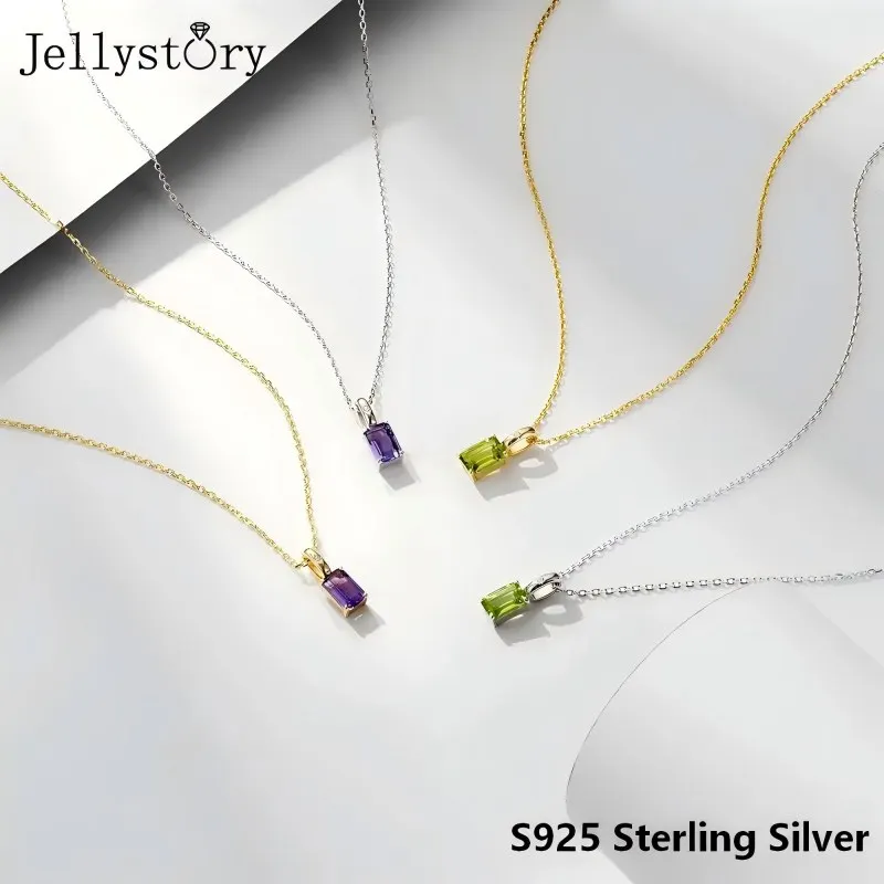 Colorful Gemstone Necklace S925 Silver Pendant Light Luxury Dainty Jewelry Valentine Day Gifts For Women Her