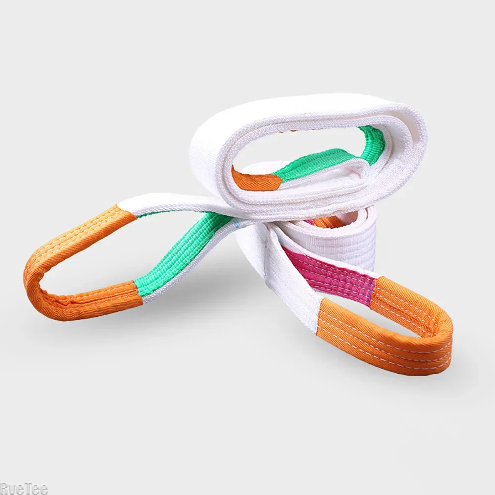 NEW 2Tx1m-8m Flat Sling with Double Buckle Ring Industrial Sling Crane Crane Lifting Thick Industrial Special Sling