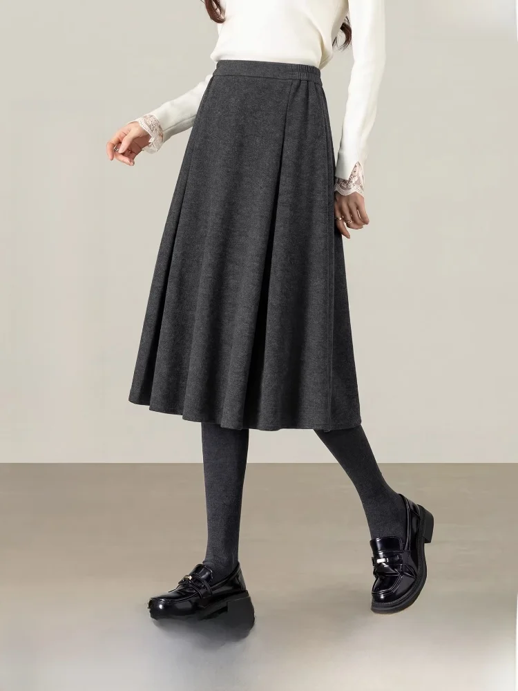 

Acetate Woolen A-Line Skirt Women's Winter Warm Woolen Skirts Ele Polyester Umbrella Skirts Faionable Commute
