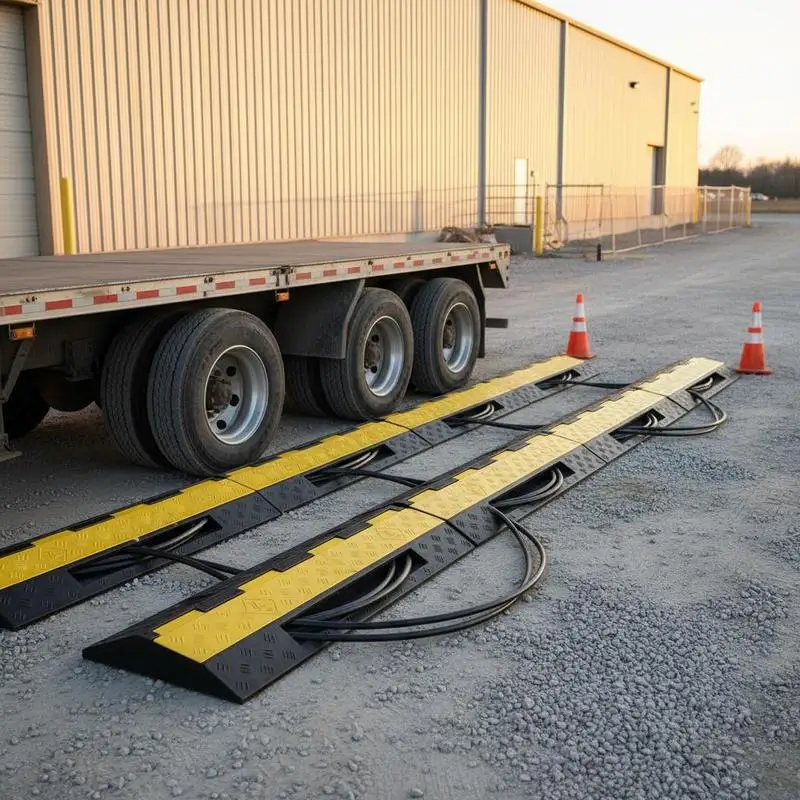 

Rubber Cord Cover 5 Packs 2 Channels For Driveway Garage Warehouse, 11000 LBS Load Capacity Modular Traffic Speed Hump Protective Wire Ramp Heavy Duty Plastic Accessory