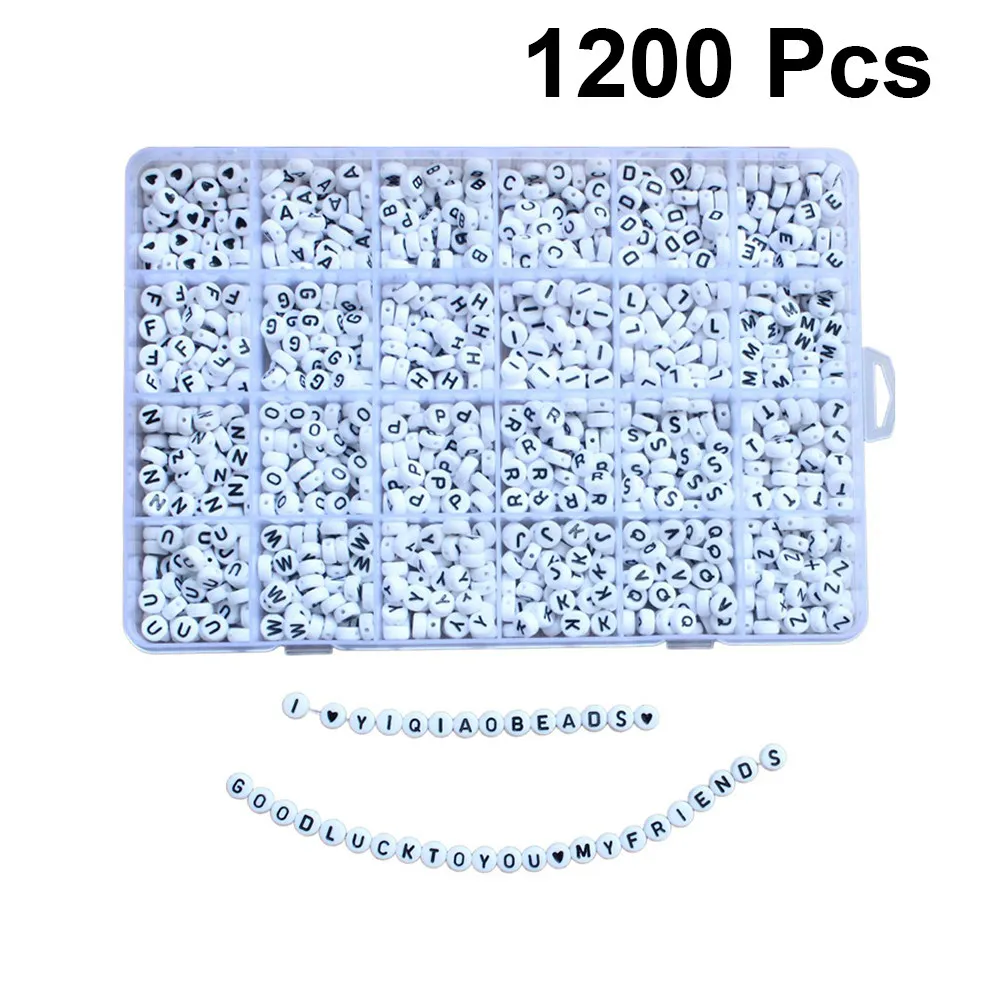 

1Set Letter Beads A-Z 7Mm Plastic Acrylic Love Shape Flat Round Bulk for DIY Jewelry Making Accessories Storage Box