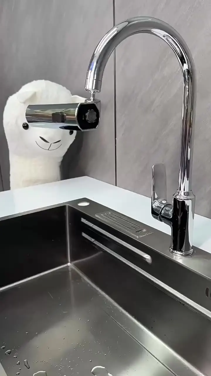 Bathroom Faucet, Kitchen Universal Faucet, Multifunctional Rotating Nozzle, Anti Splash and Anti Foaming Scrubber