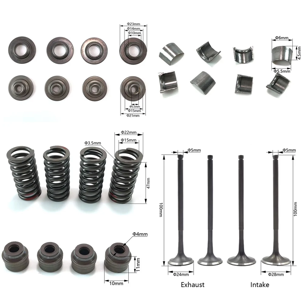 For ZONGSHEN ZS177MM NC250 Motorcycle Intake Exhaust Valve Stem Lock Clip Spring Seat Oil Seal KAYO GR KEWS HENGJIAN STN Engine