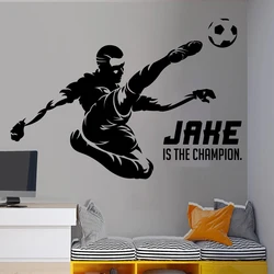 Personalized Name Customized Football Wall Vinyl Home Fashion Football Sports Shooting Football Name Football Decal G-72