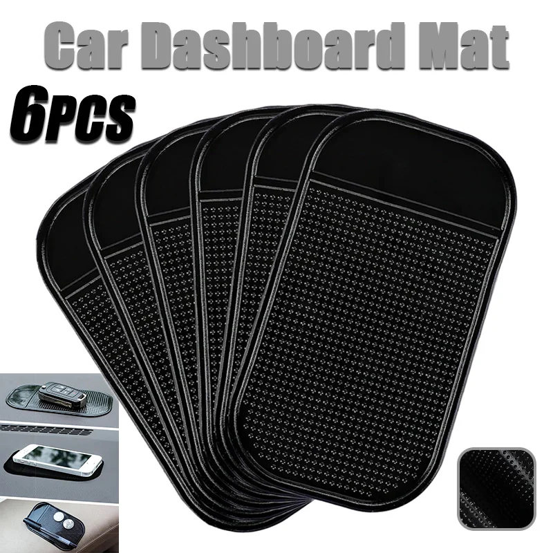 6PCS Car Dashboard Mat Silicone Anti-Slip Pad Storage Sticky 5.5x3 Inch for Phone Key Radar Detector Coins