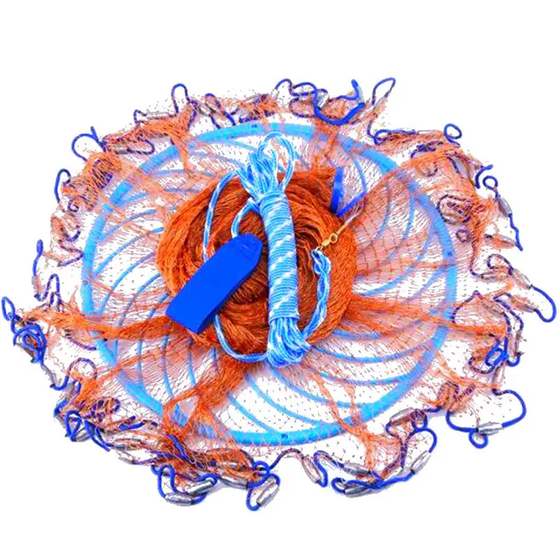 Monofilament and Multifilament USA Cast Net with Big Ring, Easy Hand Throw Network, Small Mesh Hunting Catch Fishing Net