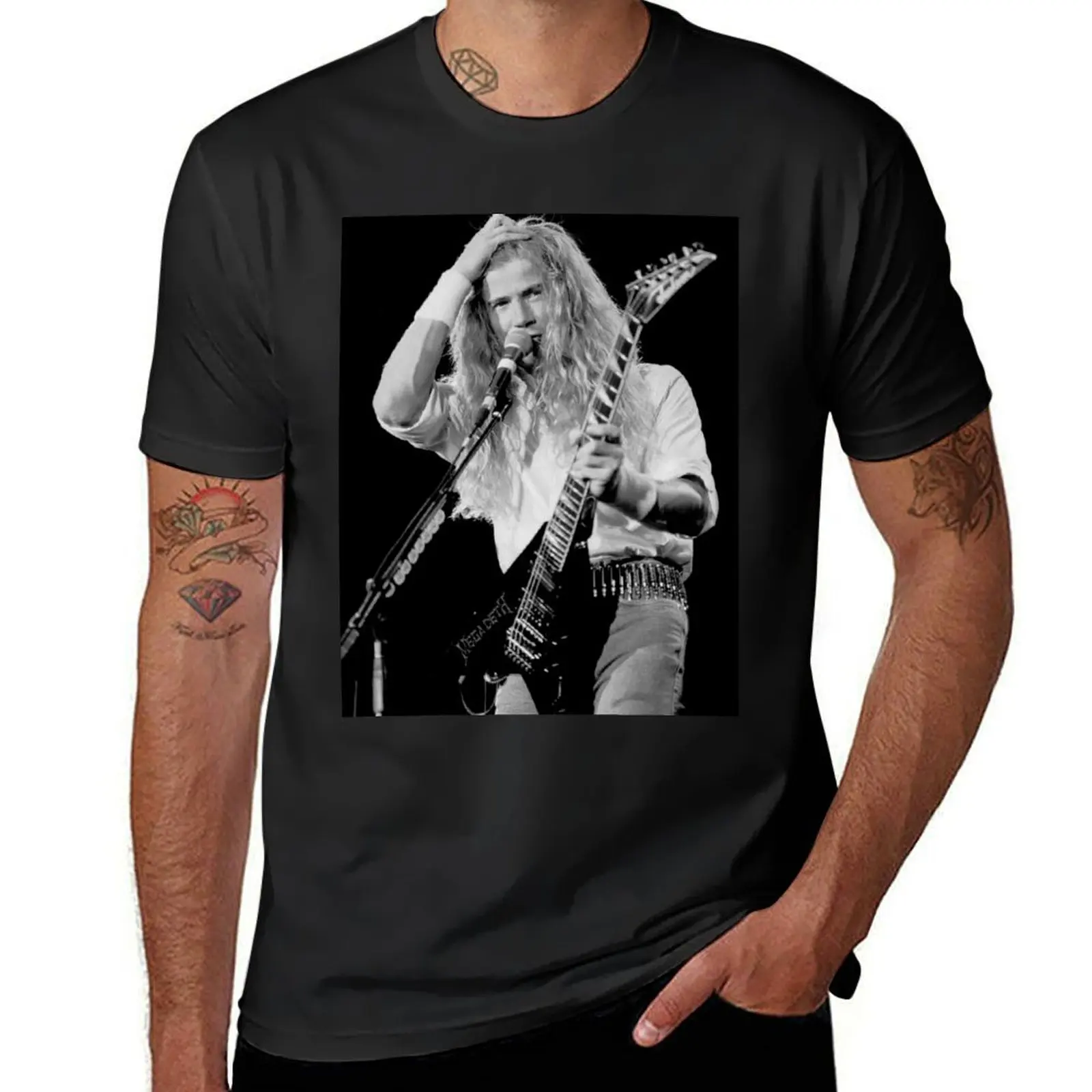 

Dave Mustaine - BW Photograph T-Shirt summer clothes tops boys whites quick drying t shirts for men