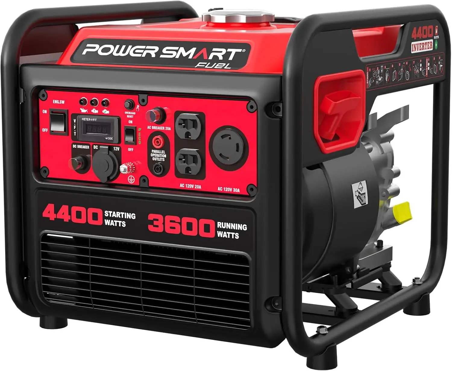 

4400 Watt Gas Powered Portable Open Frame Generator with Inverter Technology, Super Quiet RV Ready 30A Outlet,Lightweight