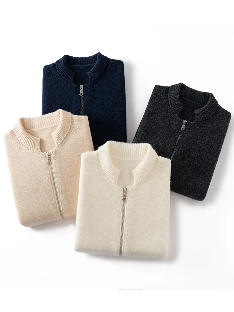 TLOML النساء 100% سترة الكشمير المعنقة الرجعية شل طوق مزدوجة سستة سترة سترة معطف الخريف الشتاء سميكة الكشمير فضفاض القمم