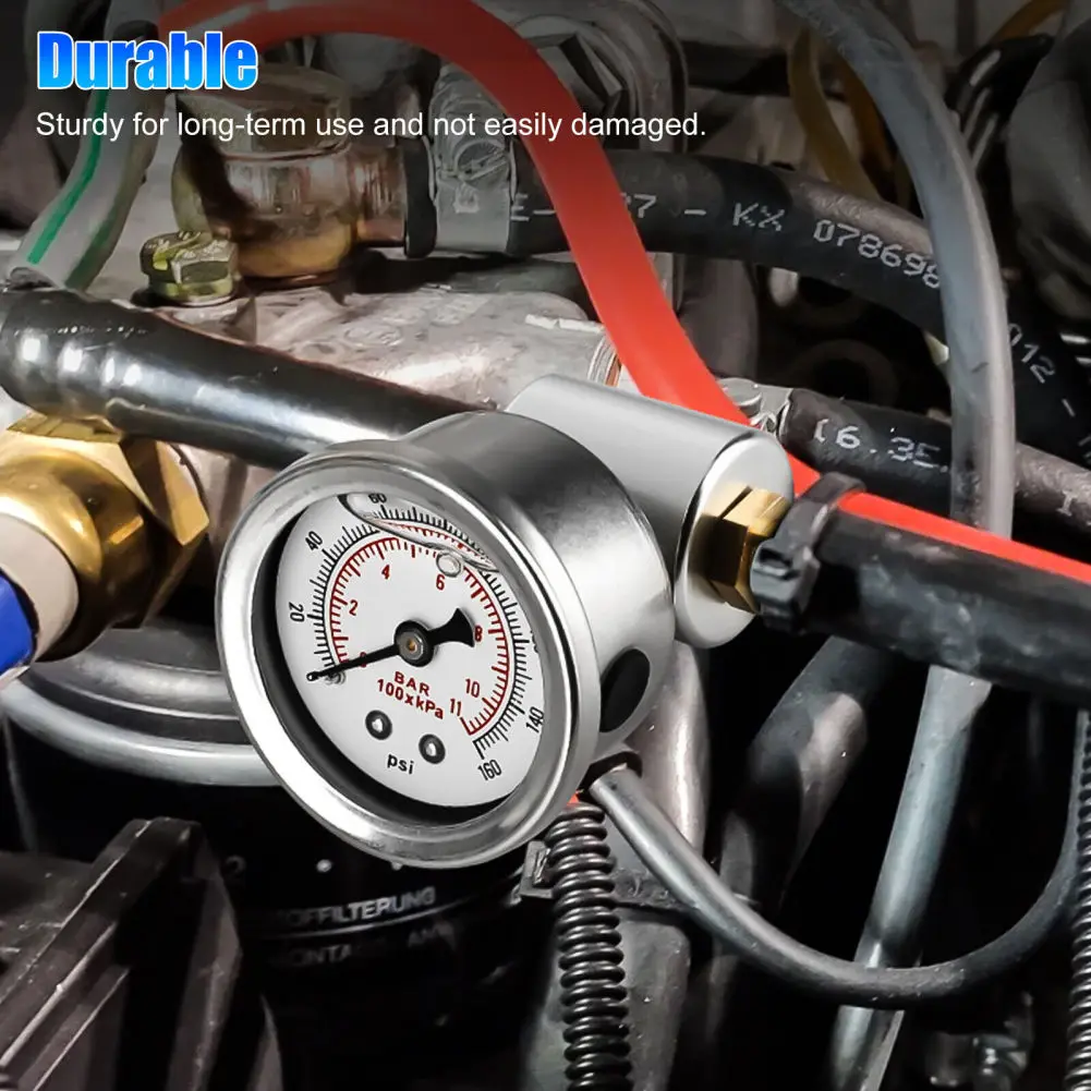 0-160 Psi Universal Fuel Pressure Regulator Gauge With 1/8 NPT 3-way Adapter Kit Compatible For 1989-2000 Eagle Talon