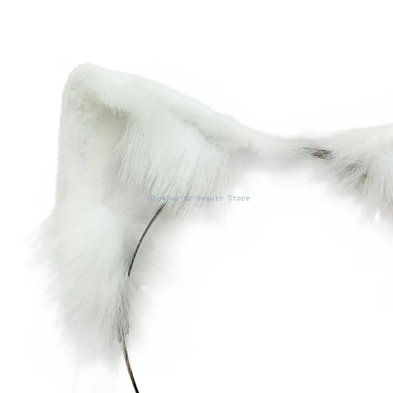 

R9JE Furry Kitten Ears Headwear Animal for Cat Ears Hair Hoop Cosplay Hair Accessorie