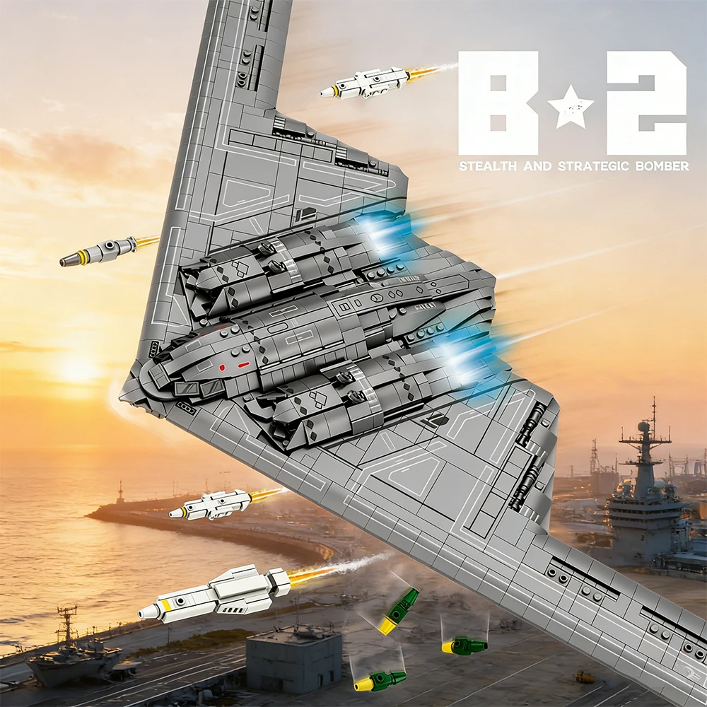 

B-2 Ghost Strategic Bomber Building Blocks Air Force Fighter Model Bricks Collection Desktop Display Kids DIY Toys Holiday Gifts